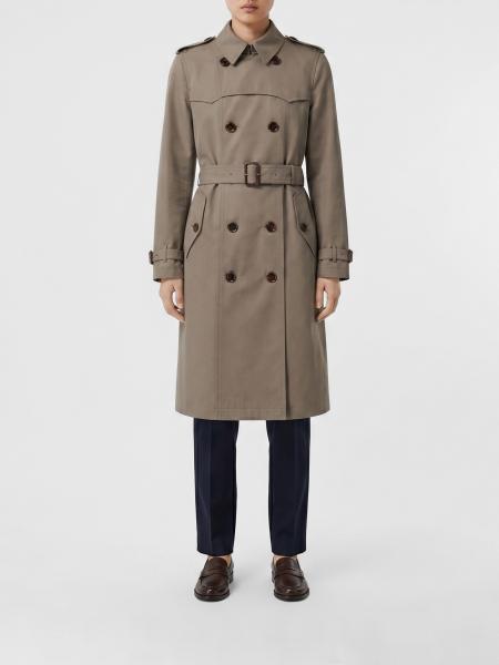 Double-Breasted Long Trench Coat BURBERRY in Silk and Cotton Blend with Belt