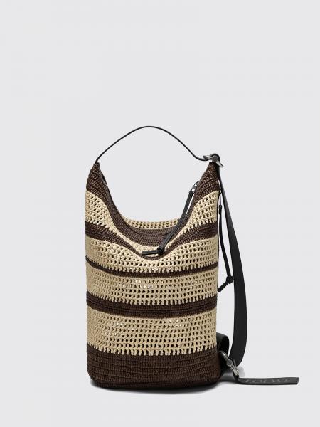 Borsa a tracolla Loop Loewe in rafia crochet a righe bicolore