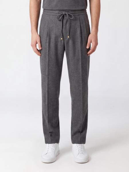 Brunello Cucinelli Straight-Leg Wool Trousers with Drawstring Waist