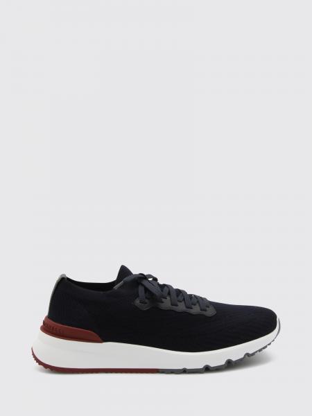 Brunello Cucinelli Knit Low-Top Sneakers in Cotton Blend with Elasticated Ankle