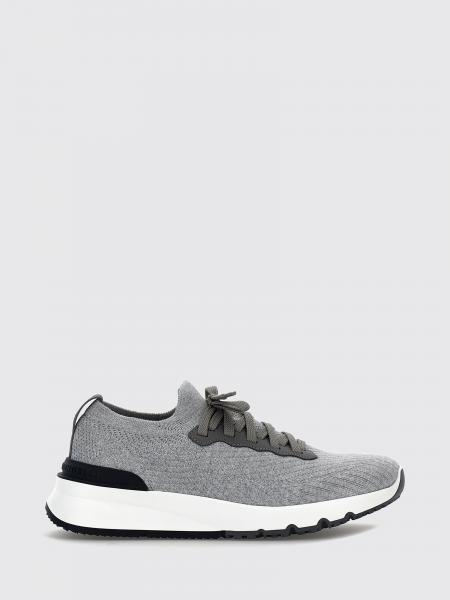 Brunello Cucinelli Knit Low-Top Sneakers in Cotton Blend with Elasticated Ankle