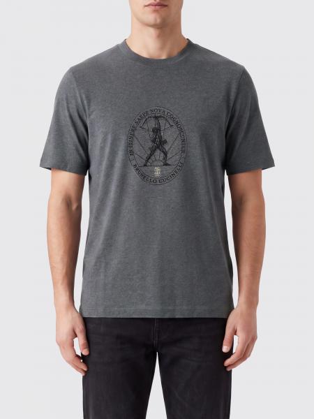 Graphic Logo Print Cotton Crewneck T-Shirt Brunello Cucinelli