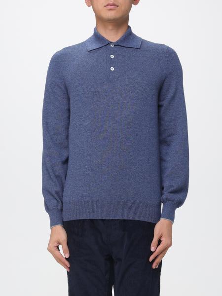 Brunello Cucinelli Pure Cashmere Long-Sleeved Polo with Ribbed Collar