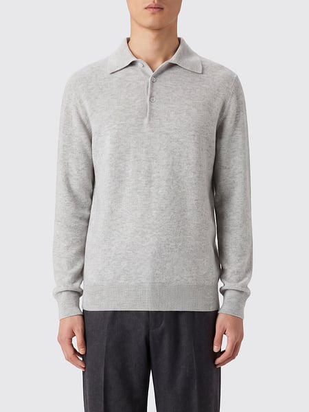 Brunello Cucinelli Pure Cashmere Long-Sleeved Polo with Ribbed Collar