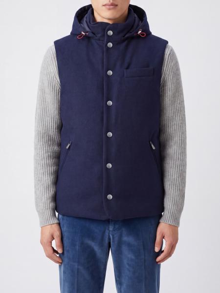 Padded Wool Vest with Detachable Hood Brunello Cucinelli
