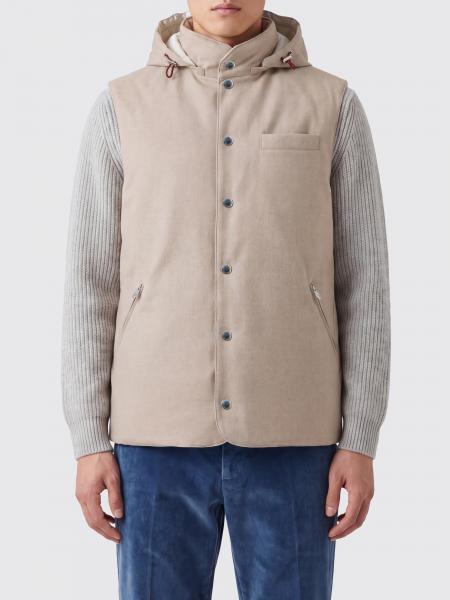 Padded Wool Vest with Detachable Hood Brunello Cucinelli
