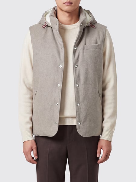 Padded Wool Vest with Detachable Hood Brunello Cucinelli