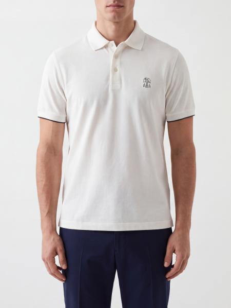 Brunello Cucinelli Short-Sleeved Cotton Polo with Embroidered Logo
