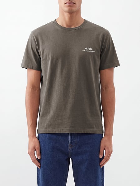 A.P.C. Crewneck Cotton T-shirt with Contrasting Printed Logo