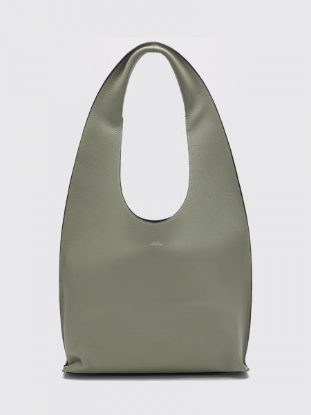 A.P.C. Grained Cowhide Leather Shoulder Bag with Foil Logo