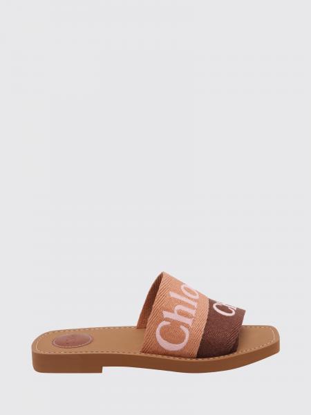 Chloé Woody Canvas Slide Sandals with Embroidered Logo