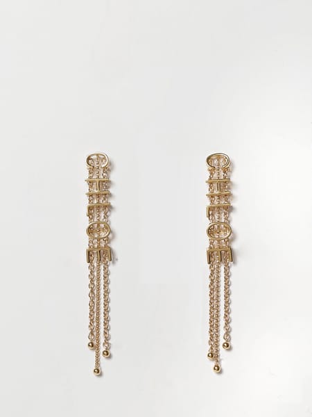 Orecchini pendenti Chloé in ottone con finitura oro e logo lettering