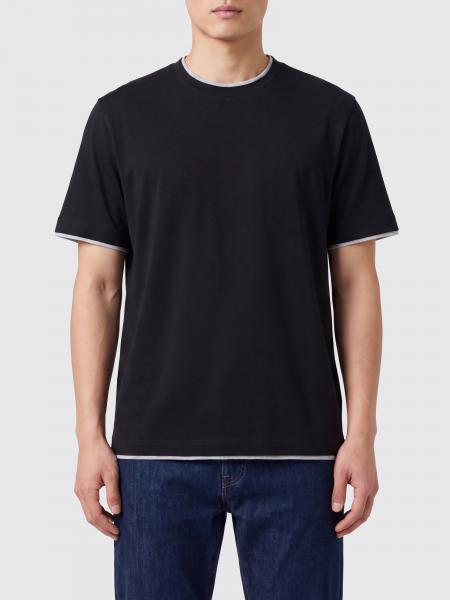 Crewneck Cotton T-Shirt Brunello Cucinelli with Contrast Trims