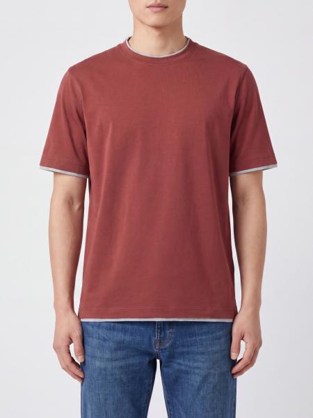 Crewneck Cotton T-Shirt Brunello Cucinelli with Contrast Trims