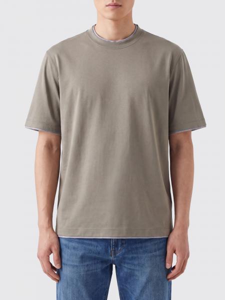 Crewneck Cotton T-Shirt Brunello Cucinelli with Contrast Trims