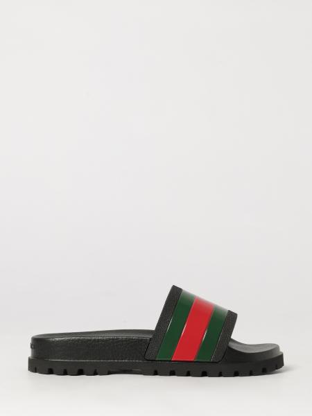Gucci Rubber Slide Sandals with Iconic Striped Web Detail