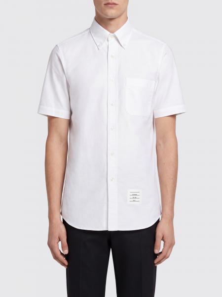 Chemise Thom Browne à manches courtes en coton avec col boutonné