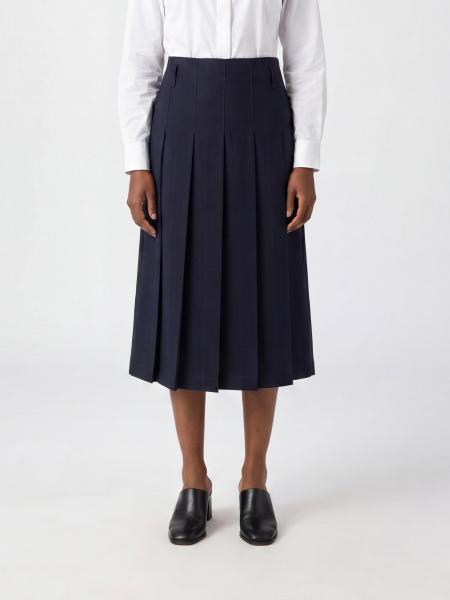 A.P.C. Pleated Cotton Midi Skirt with Belt Loops