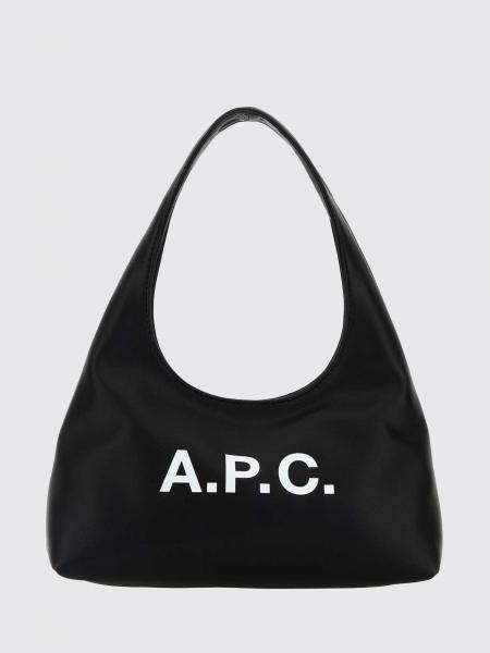 A.P.C. Ninon Flared Synthetic Leather Shoulder Bag with Printed Logo