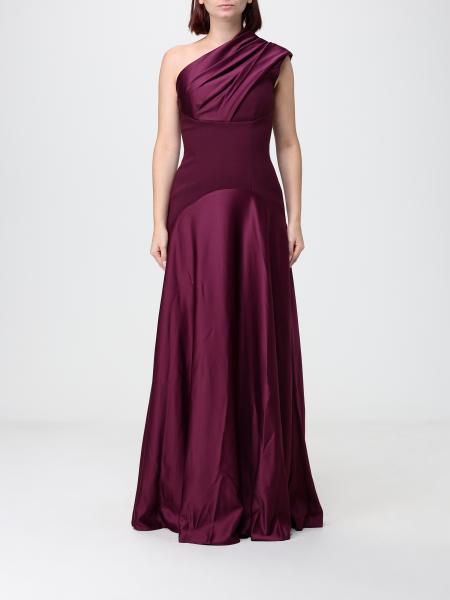 Robe de soirée longue Gabriela Solace London en satin asymétrique et drapée
