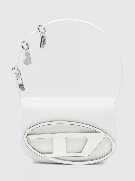 Mini borsa 1DR Diesel in pelle liscia con logo Oval D e charm amovibile