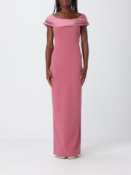 Robe de soirée longue Adele Solace London en satin à épaules dénudées et encolure drapée