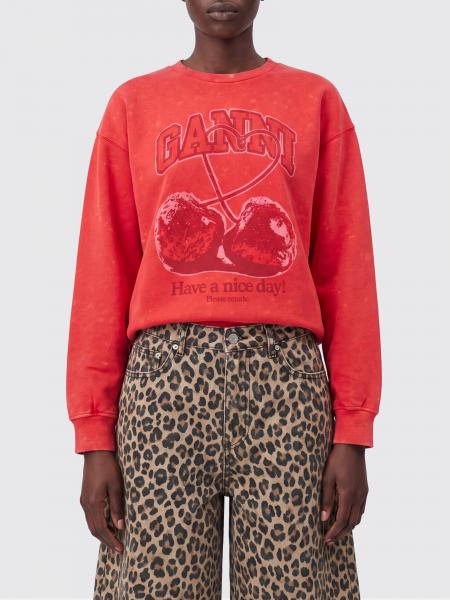 Ganni Rundhals-Sweatshirt aus Baumwolle mit Front-Logo und Fruchtdruck