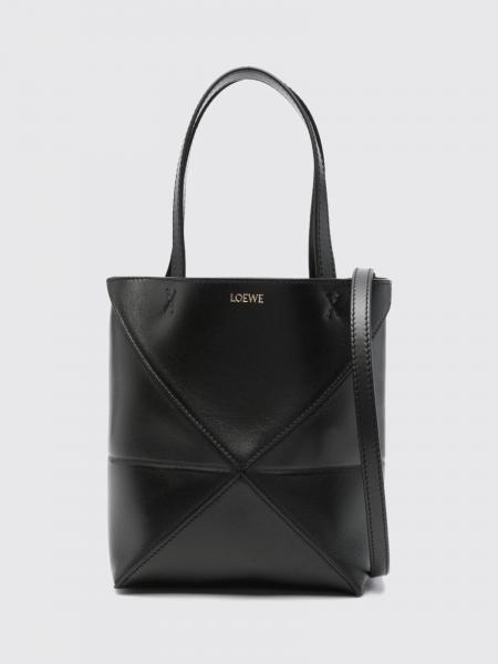 LOEWE 퍼즐 폴드 스몰 카프스킨 레더 더블 핸들 토트백