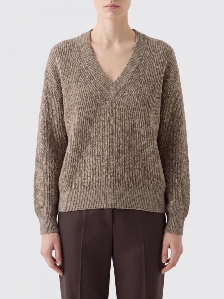 Ivory V-Neck Cashmere Blend Jumper Brunello Cucinelli