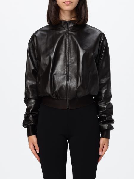 Nappa Leather Bomber Jacket Gucci with High Collar and Zip Closure
