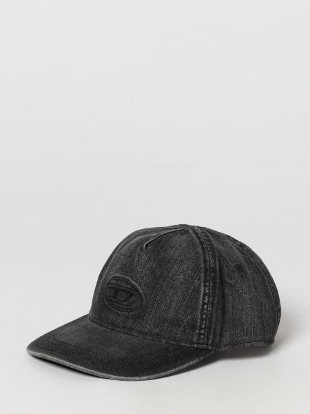 Diesel Distressed Denim Baseball Cap with Embroidered Oval D Logo
