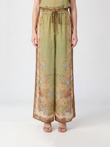 Zimmermann Indra High-Waisted Silk Palazzo Trousers with Floral Print