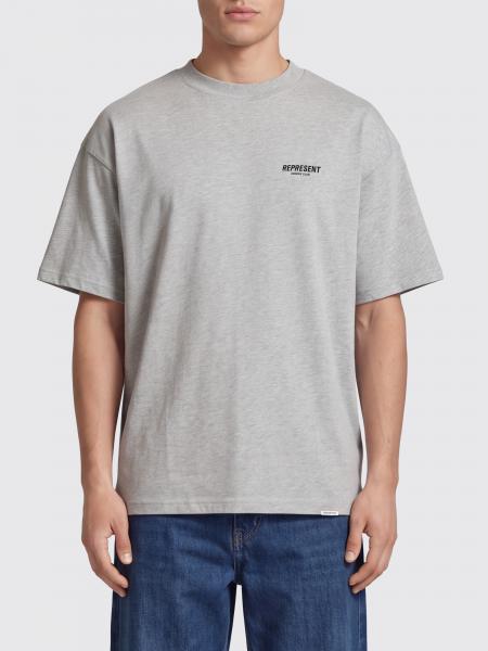 Represent Crew Neck Cotton T-Shirt with Contrast Logo