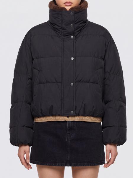 Brunello Cucinelli Short Quilted Down Jacket in Cotton with Fur Collar