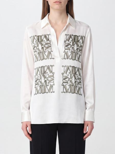 Max Mara Monogram Print Silk Shirt with Classic Collar