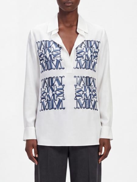 Camicia Max Mara in seta con stampa monogram e colletto classico