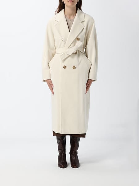 Langer zweireihiger Wollmantel Madame Max Mara mit Gürtel