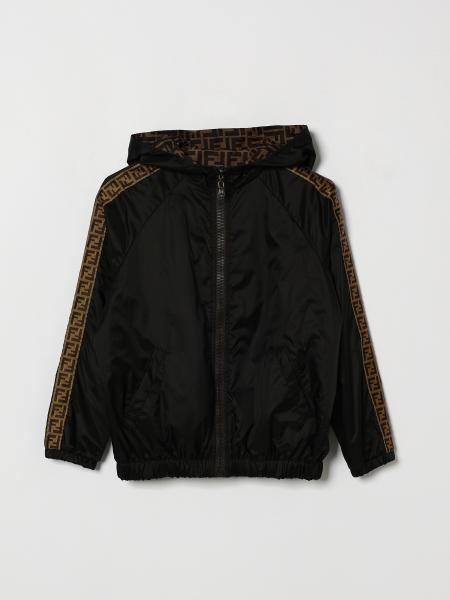 Fendi Boy's Hooded Lightweight Jacket with FF Monogram