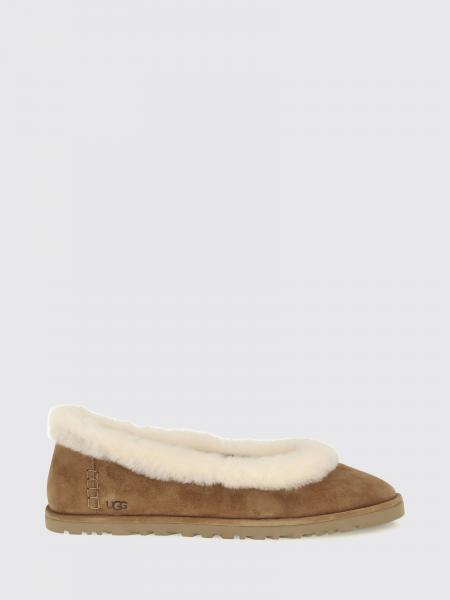 UGG Zora Suede Ballerina Flats with Shearling Lining