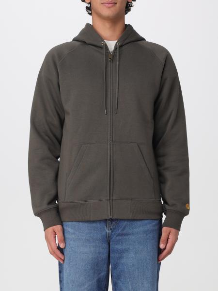 Carhartt Wip Relaxed Fit Cotton Zip-Up Hoodie with Drawstring and Welt Pockets