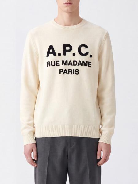 Crewneck Virgin Wool Sweater A.P.C. with Contrast Logo Lettering