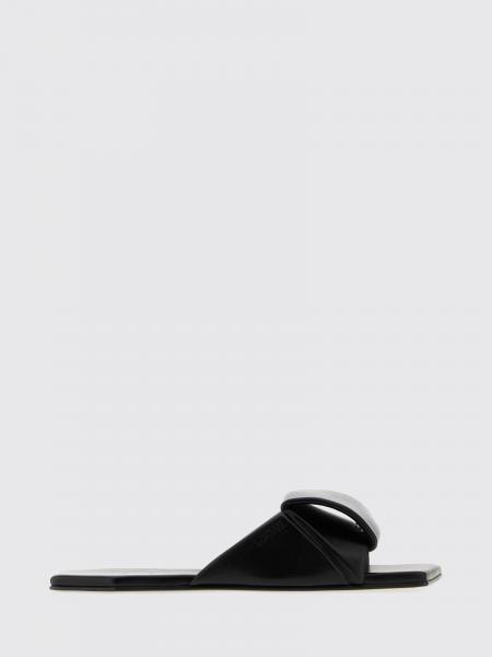 Loewe Origami Lambskin Slides with Asymmetrical Square Toe