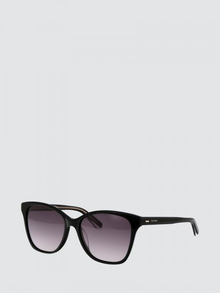 Calvin Klein Black Acetate Cat-Eye Sunglasses with Lettering Logo
