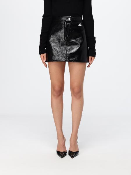 High-Waisted Faux Leather Pencil Mini Skirt Courrèges