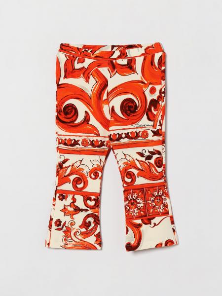 Dolce & Gabbana Girl's Majolica Print Flared Stretch-Cotton Leggings