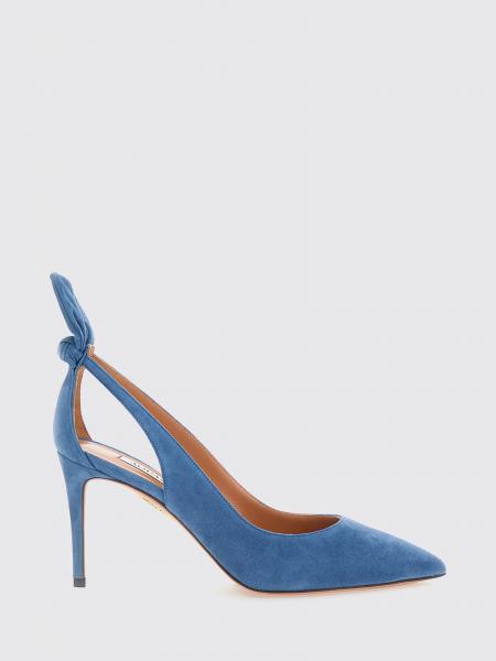 Bow Tie Aquazzura Suede Pumps with Stiletto Heel and Knot Detail