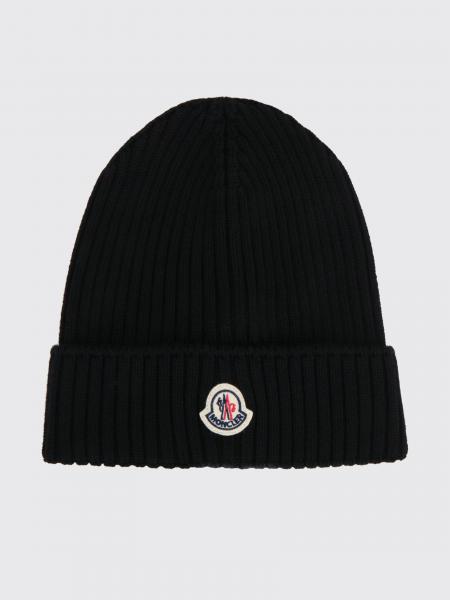 Boy's Ribbed Wool Beanie Moncler with Cuffed Hem and Logo Patch