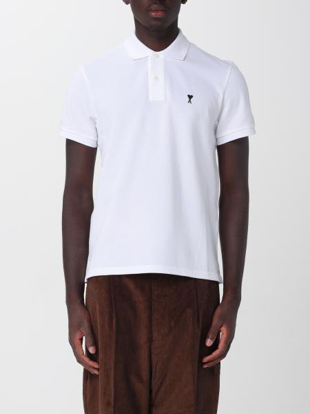 Ami Paris Cotton Short-Sleeved Polo Shirt with Embroidered Logo