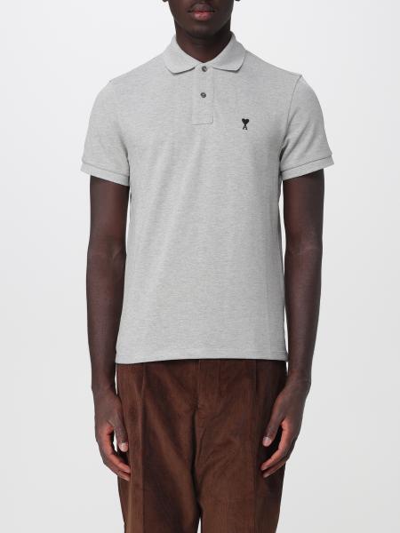 Ami Paris Cotton Short-Sleeved Polo Shirt with Embroidered Logo