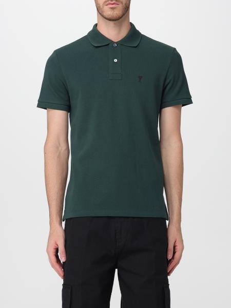 Ami Paris Cotton Short-Sleeved Polo Shirt with Embroidered Logo